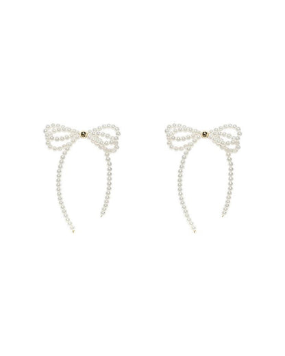 GESTALT Shimmer Shards Elegant Pearl Bow Earrings